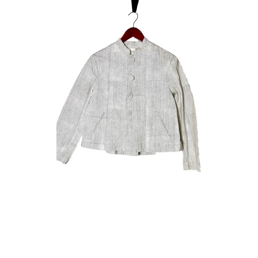Egg Trading 100% cotton off white striped croped kimono jacket XS